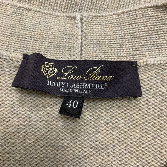 LORO PIANA BEIGE HOT SPRINGS BABY CASHMERE PARKSVILLE CARDIGAN SWEATER - Picture 4 of 4